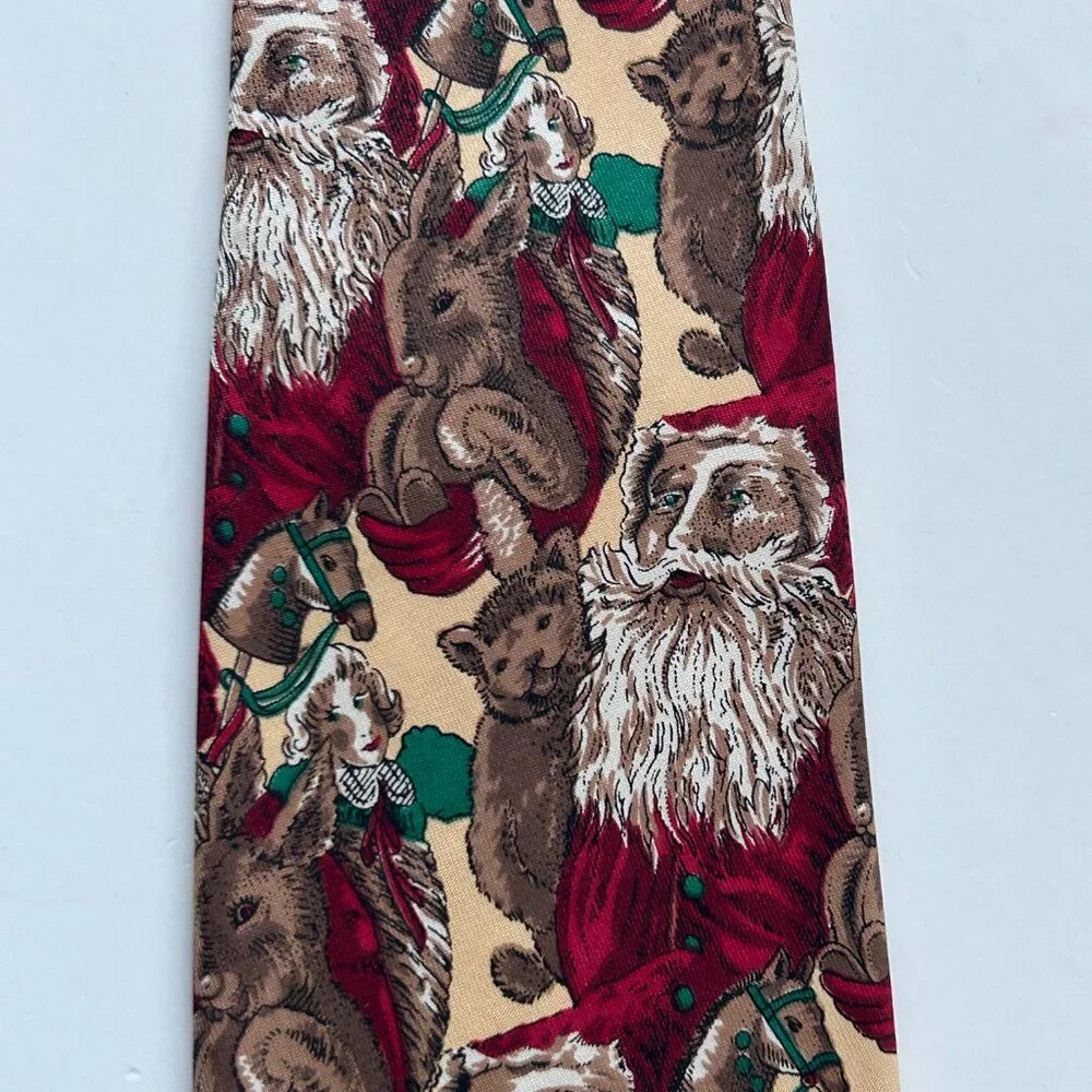 Robert Talbott Nordstrom Mens Hand Sewn Silk Neck Tie Santa Christmas USA Long
